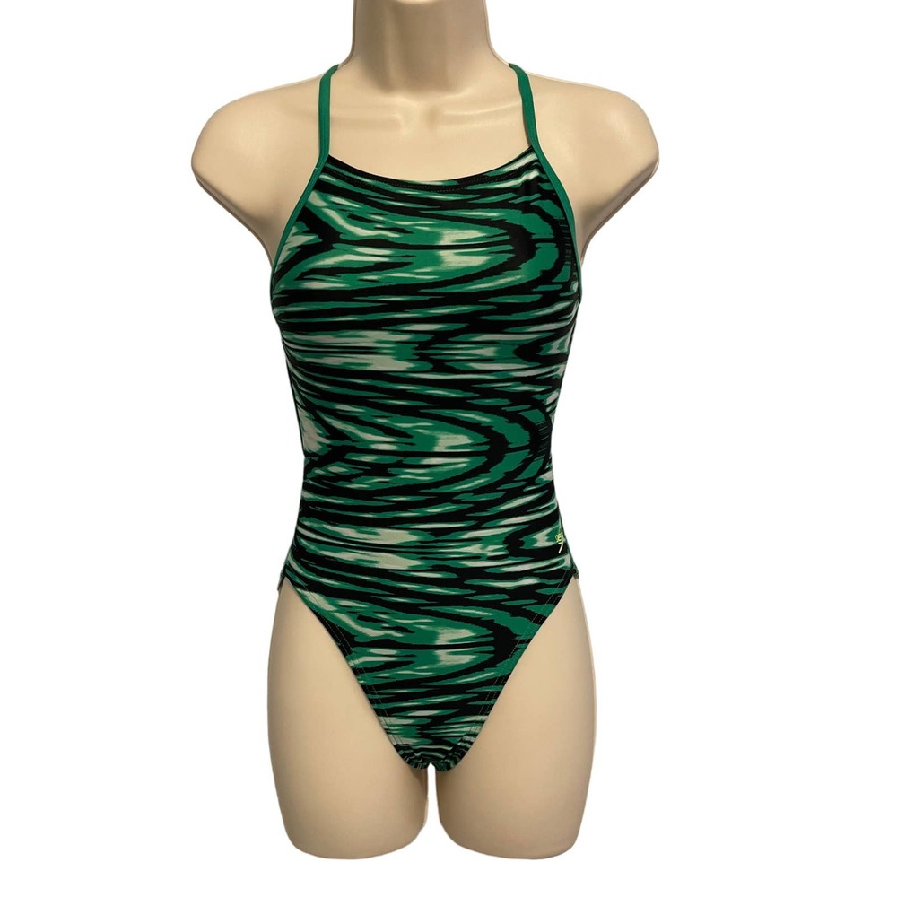 Speedo Green & Black Pro LT Competition One-Piece Swim Suit Pre-owned Size 30